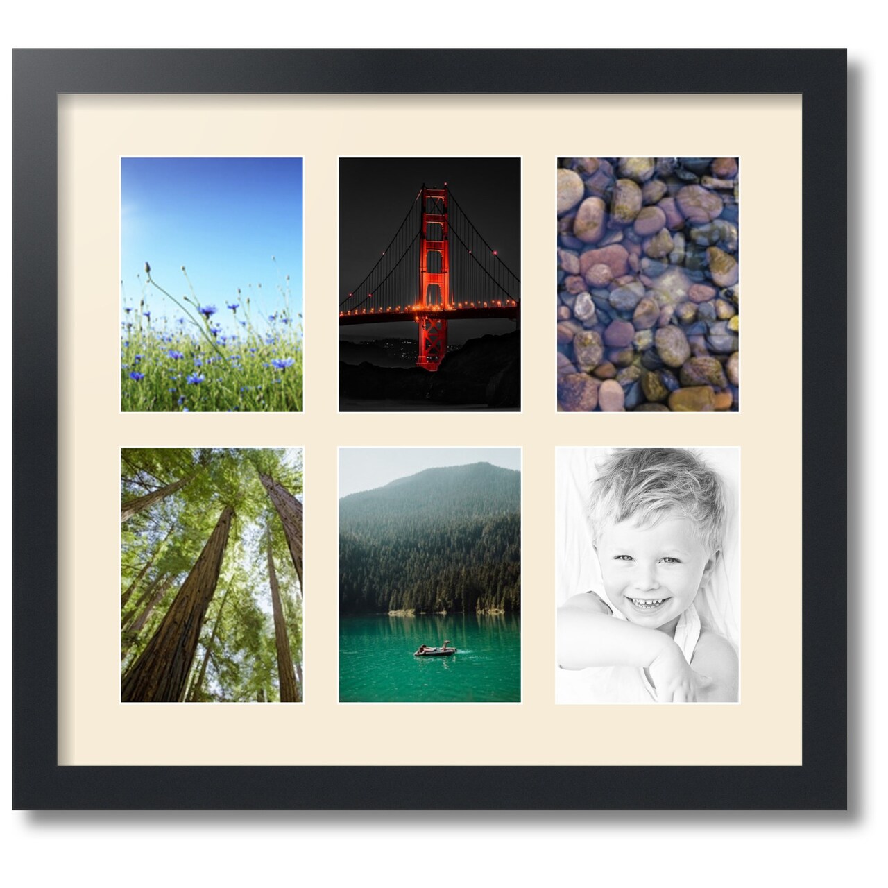 ArtToFrames Collage Photo Picture Frame with 6 - 5x7 inch Openings, Framed in Black with Over 62 Mat Color Options and Plexi Glass (CSM-3926-2041)